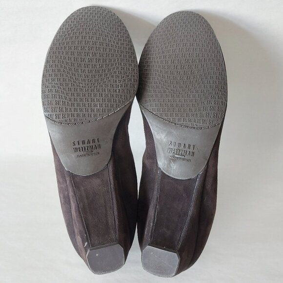 Stuart Weitzman Beaudelair Suede Pump Size 8 Hidden Wedge Bow Low Heel Slip-on - Picture 13 of 13